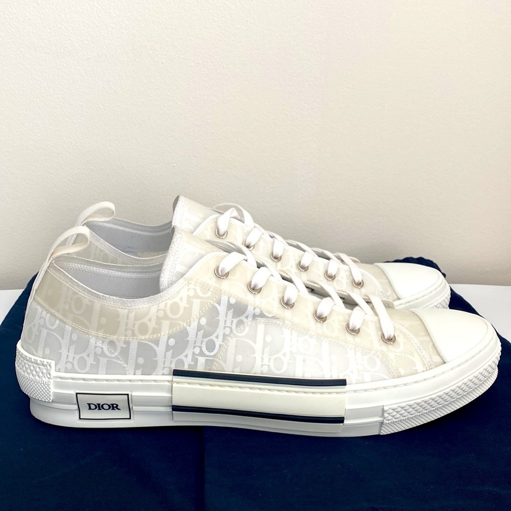 Dior White Oblique Canvas B23 Low-Top Sneaker Size 16 - Picture 3 of 12